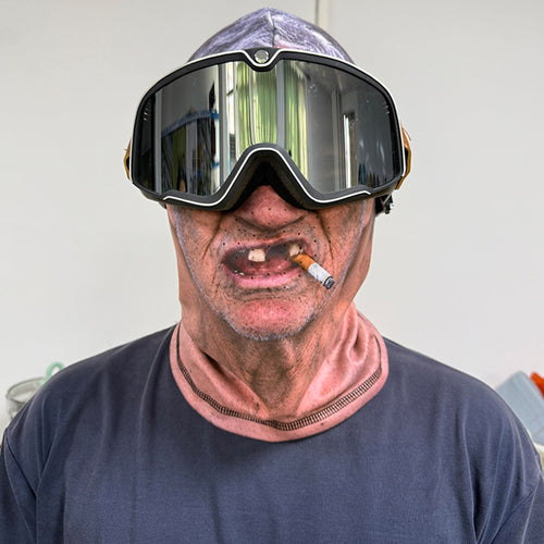 Masque de Ski Papy Furax porté avec lunettes