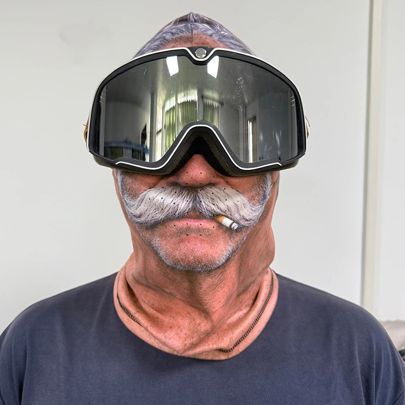Masque de Ski Papy Rigolo porte avec lunettes de ski