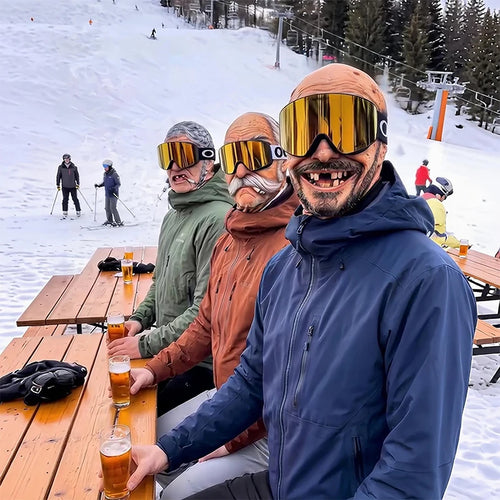 Masque de Ski Papy Rigolo entre amis sur les pistes